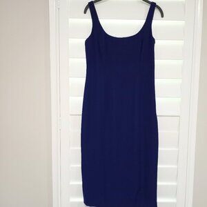 WORTH NEW YORK ROYAL DEEEP BLUE LOW NECKLINE SHIFT DRESS WOMEN SIZE 4